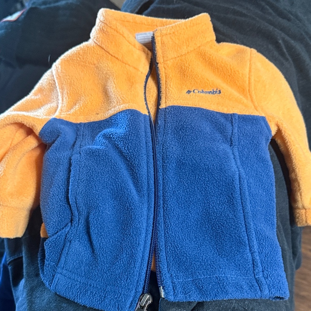 Kids Columbia Vibrant Orange and Blue Fleece Jacket